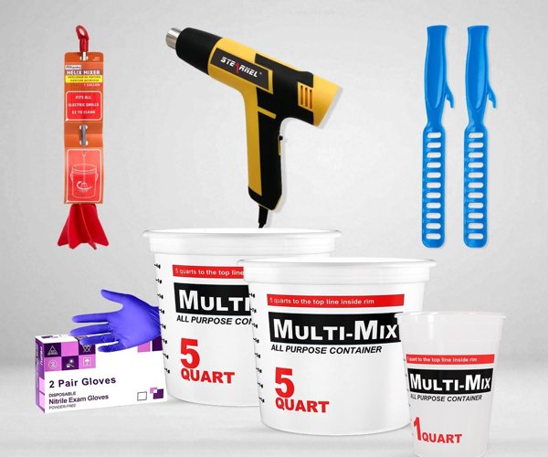 A photo of every item in the Basic Epoxy Tool Kit from our online store.